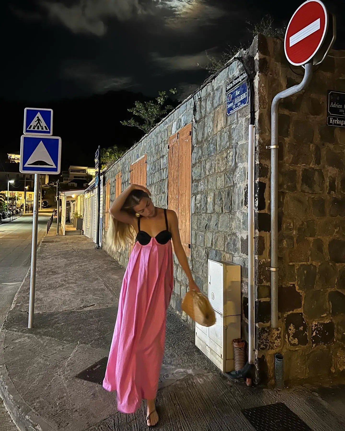 Moonéa Pink & Black Bohemian Maxi Dress – Summer Loose Fit