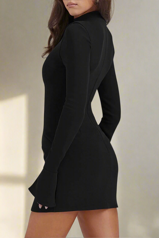 Luxe Contour Mock Neck Long Sleeve Mini Dress