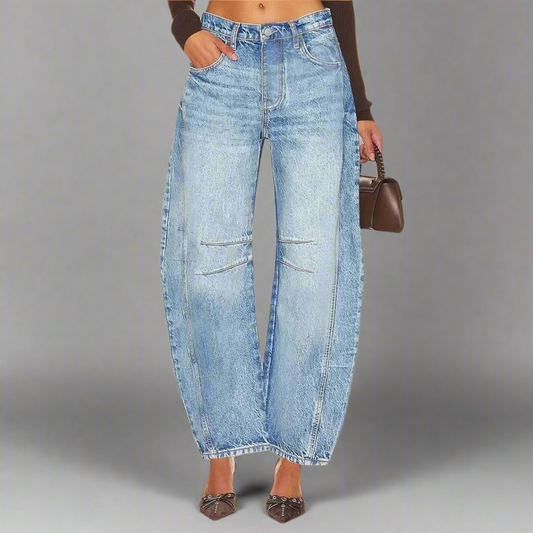 Wide-Leg Vintage Wash Denim Pants