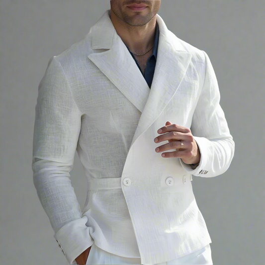 Moonéa Men’s Classic Double-Breasted Blazer – Slim Fit Lapel Jacket 2025