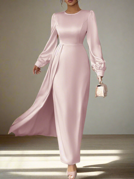 Blush Pink Long Sleeve Maxi Dress