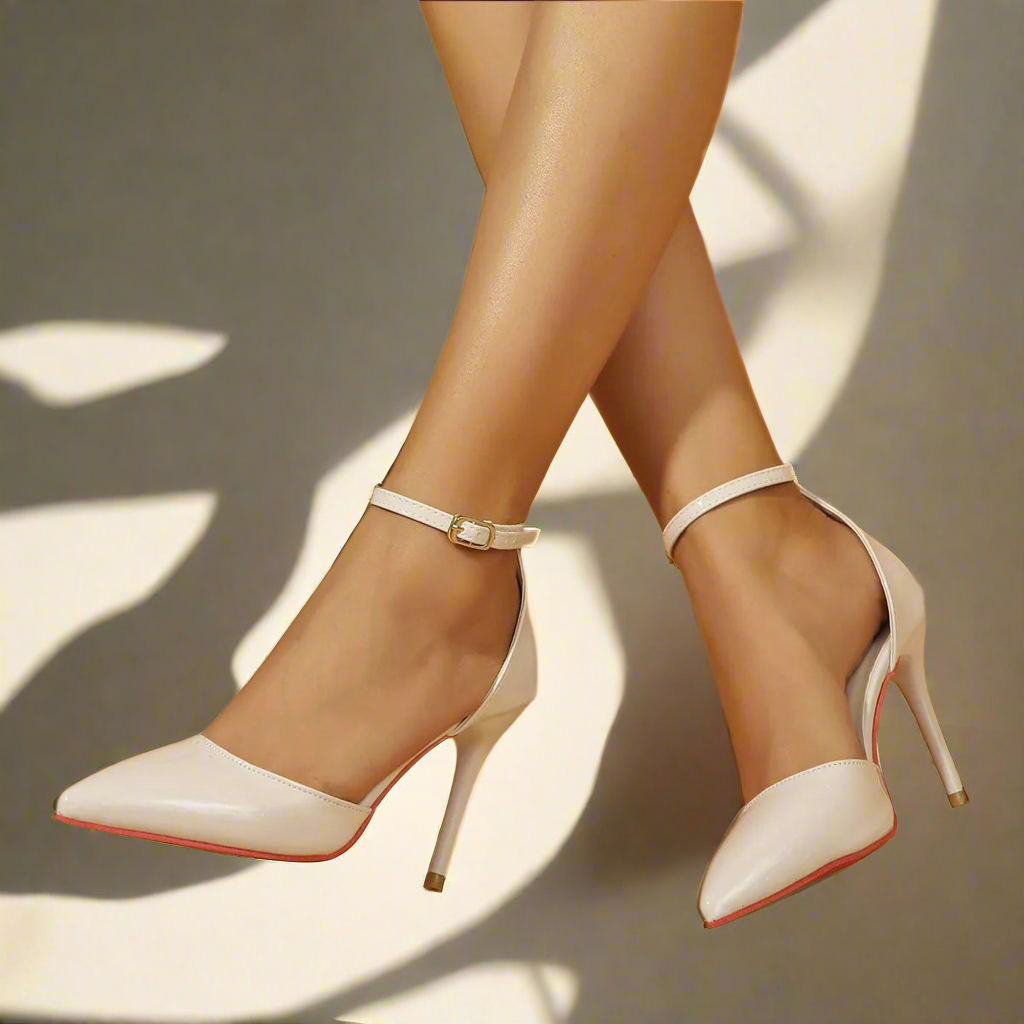 Ivory Elegance Ankle-Strap Patent Heels