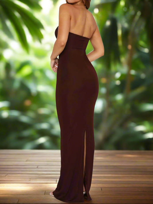 Moonéa Burgundy Star Accent Cut-Out Maxi Dress