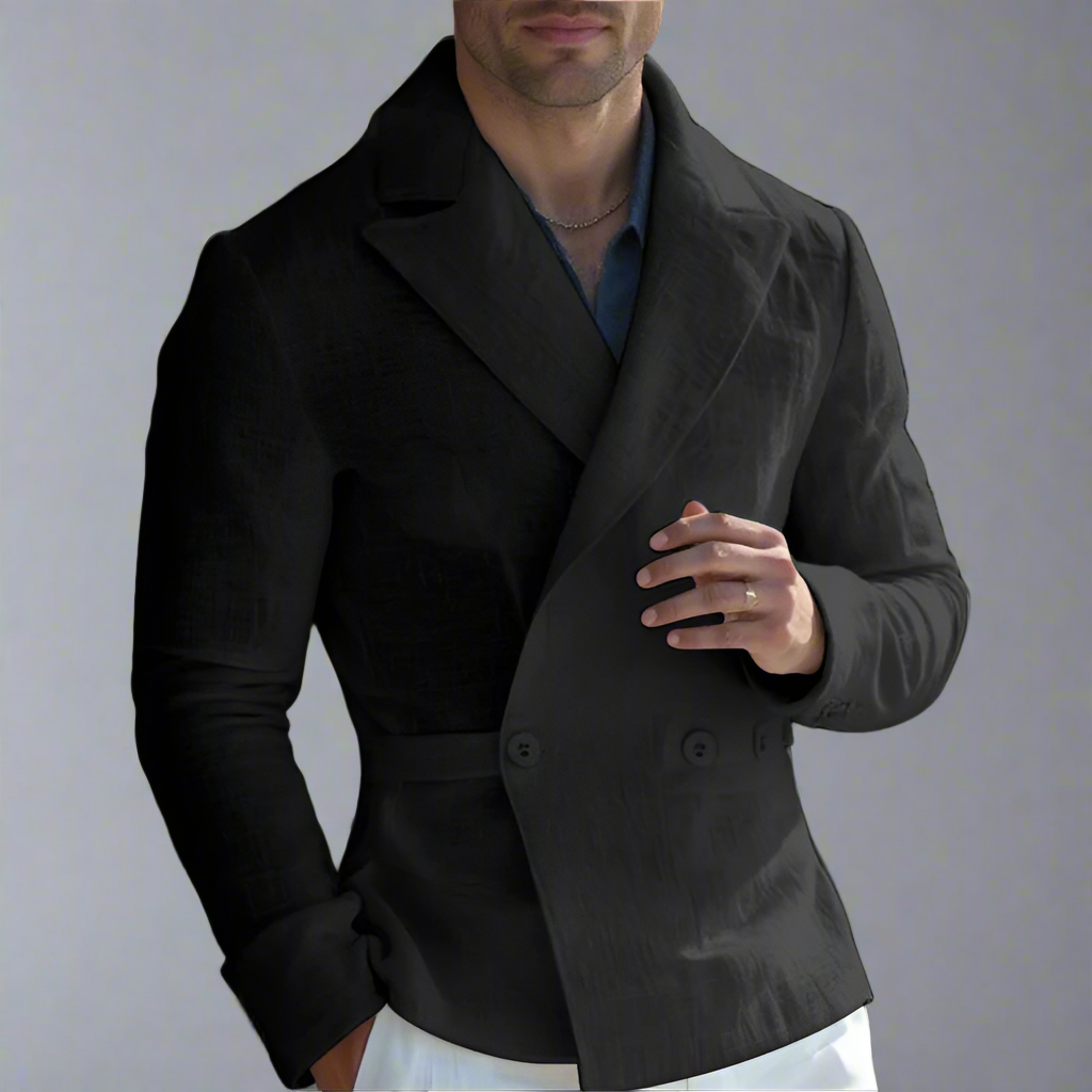 Moonéa Men’s Classic Double-Breasted Blazer – Slim Fit Lapel Jacket 2025