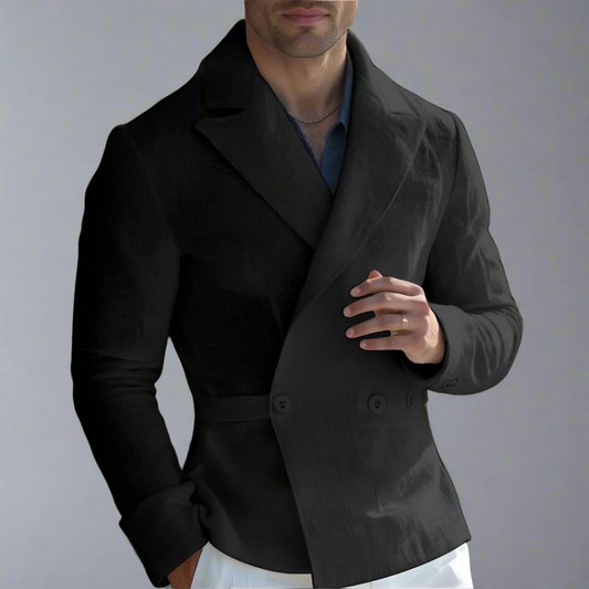 Moonéa Men’s Classic Double-Breasted Blazer – Slim Fit Lapel Jacket 2025