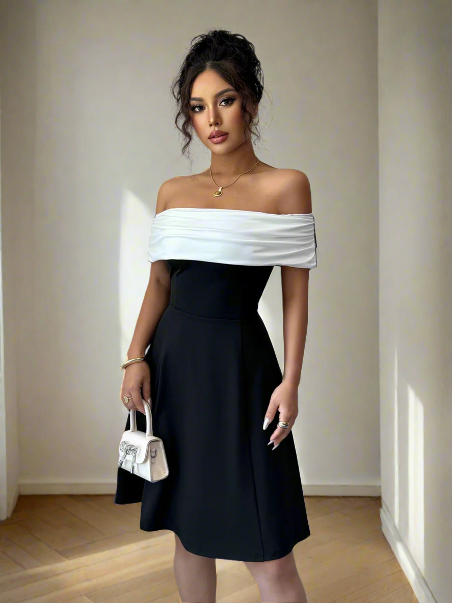 Monochrome Bow-Back Mini Dress