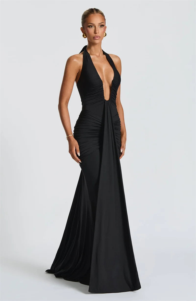 Noir Drapée Gown