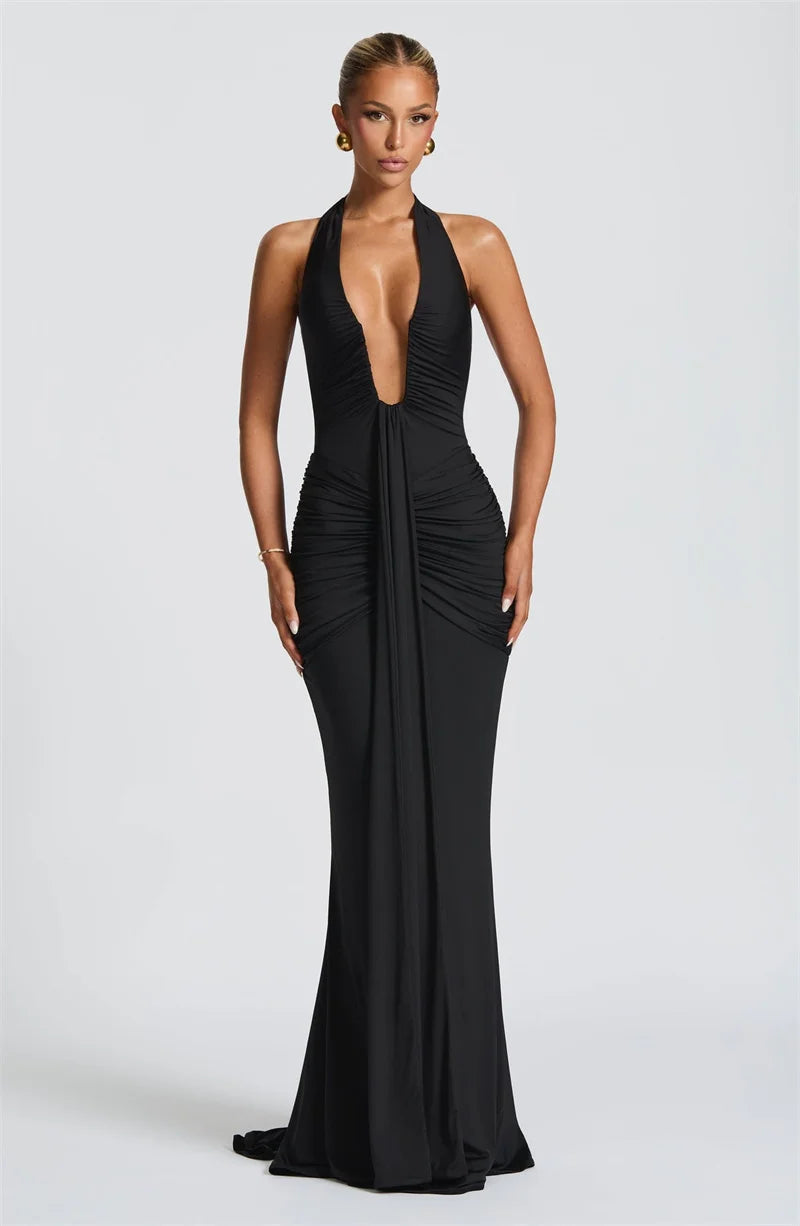Noir Drapée Gown