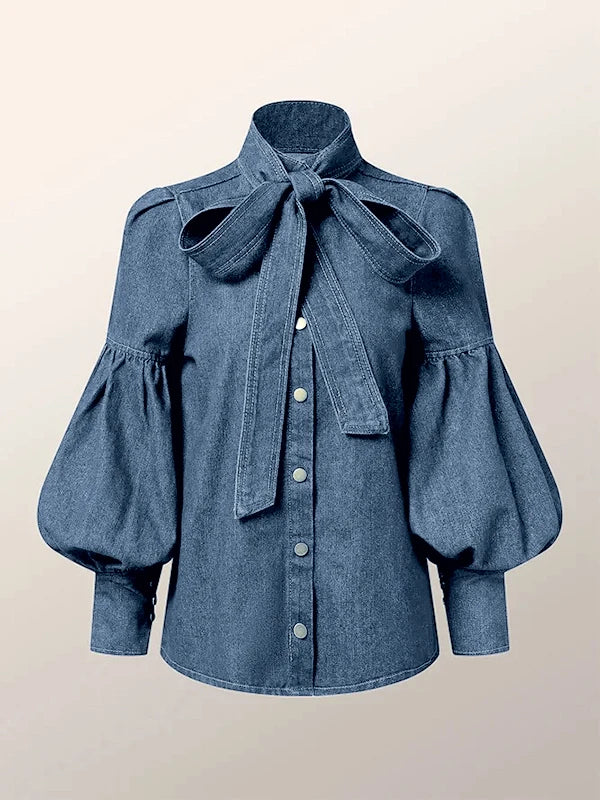 Denim Élégance Blouse