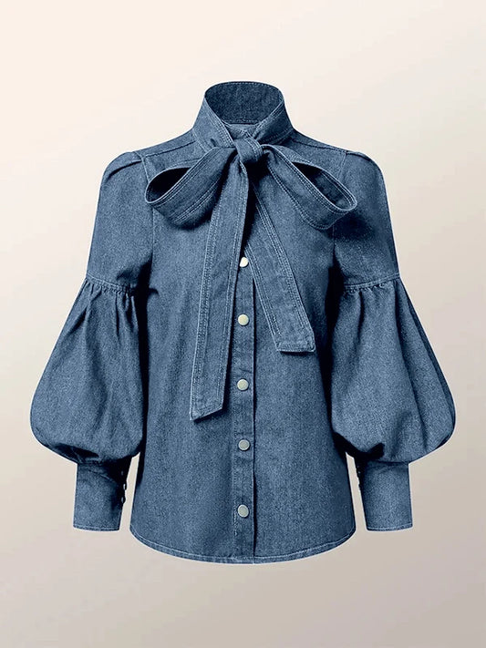 Denim Élégance Blouse